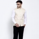 Cream Khadi Linen Fancy Men Ethnic Suits